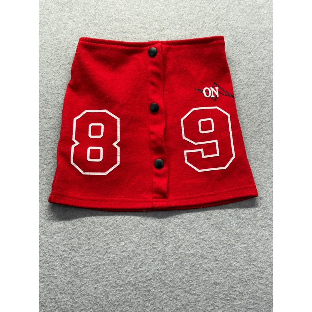 SHEIN Girls Red Varsity Snap‎ Front Mini Skirt Graphic 89 Size 7Y